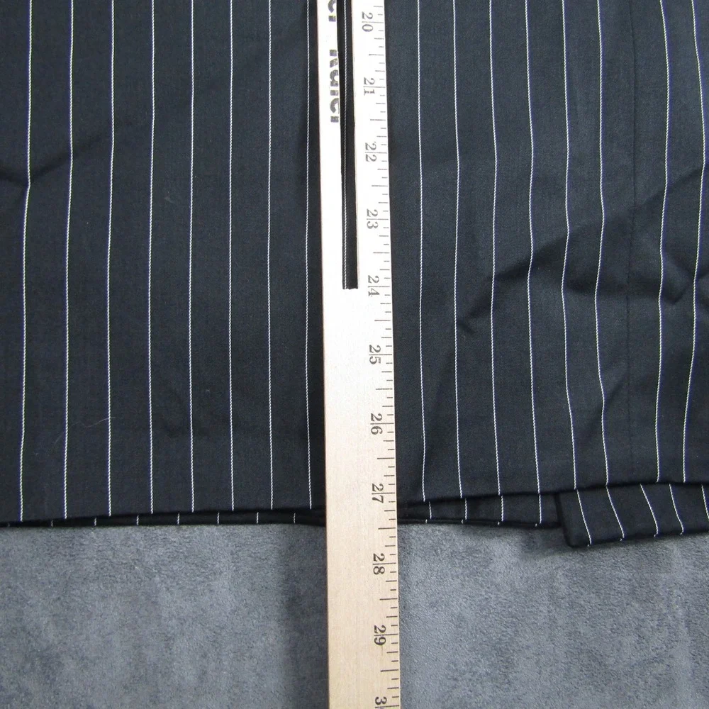 Pinstripe Suit Vest Mens 48L Black Double Breasted Waistcoat Pockets Wedding